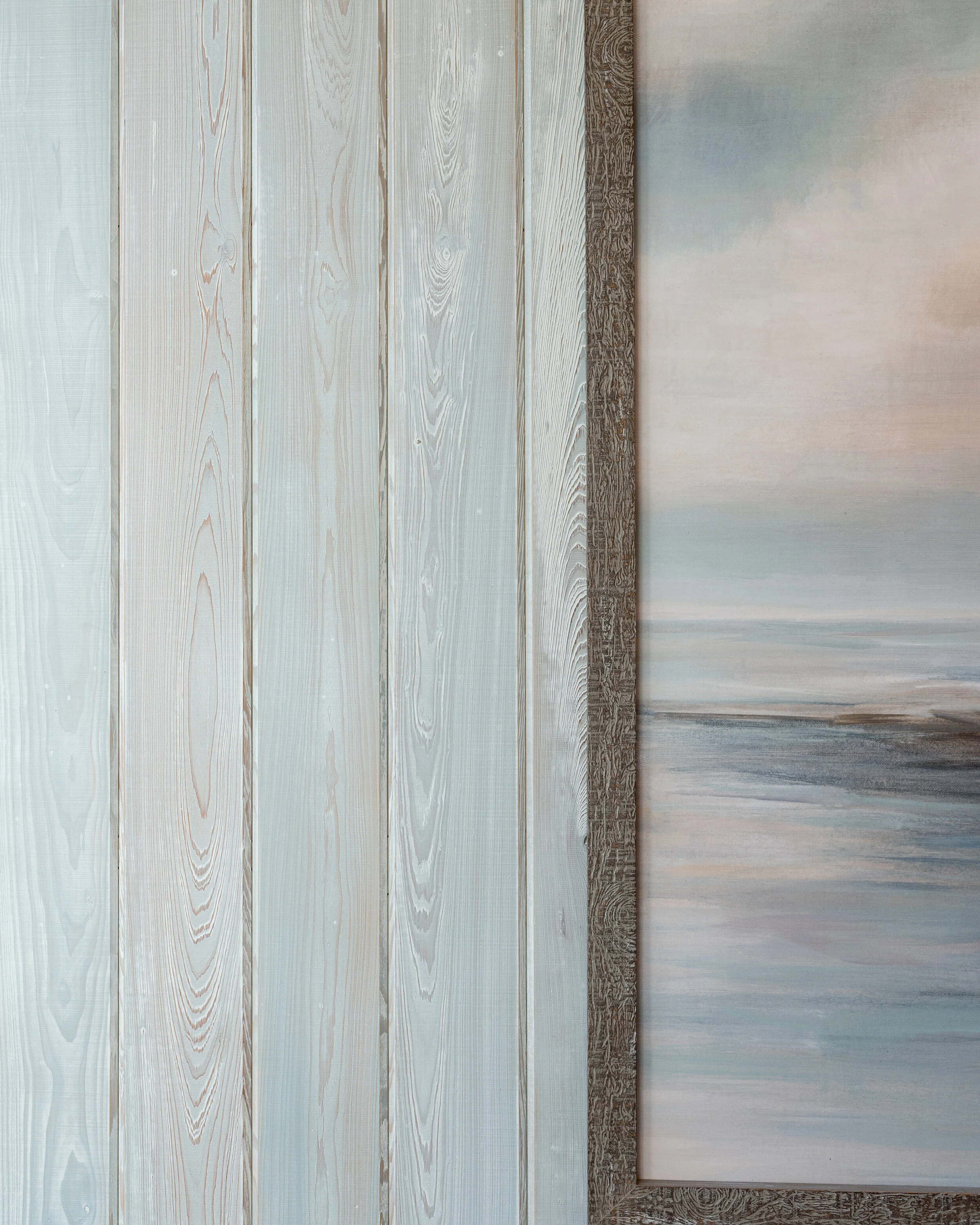 custom stained wood panels on dining room walls