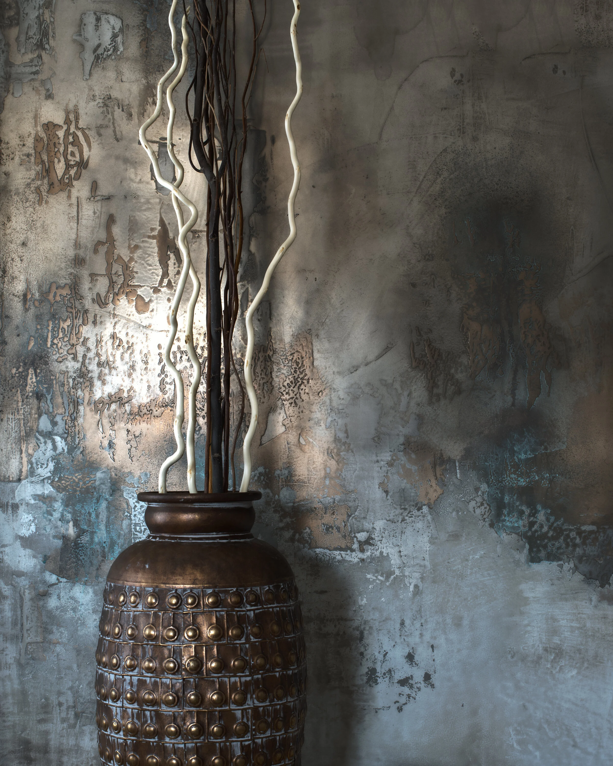 Wall finished with liquid metal &amp; plaster 