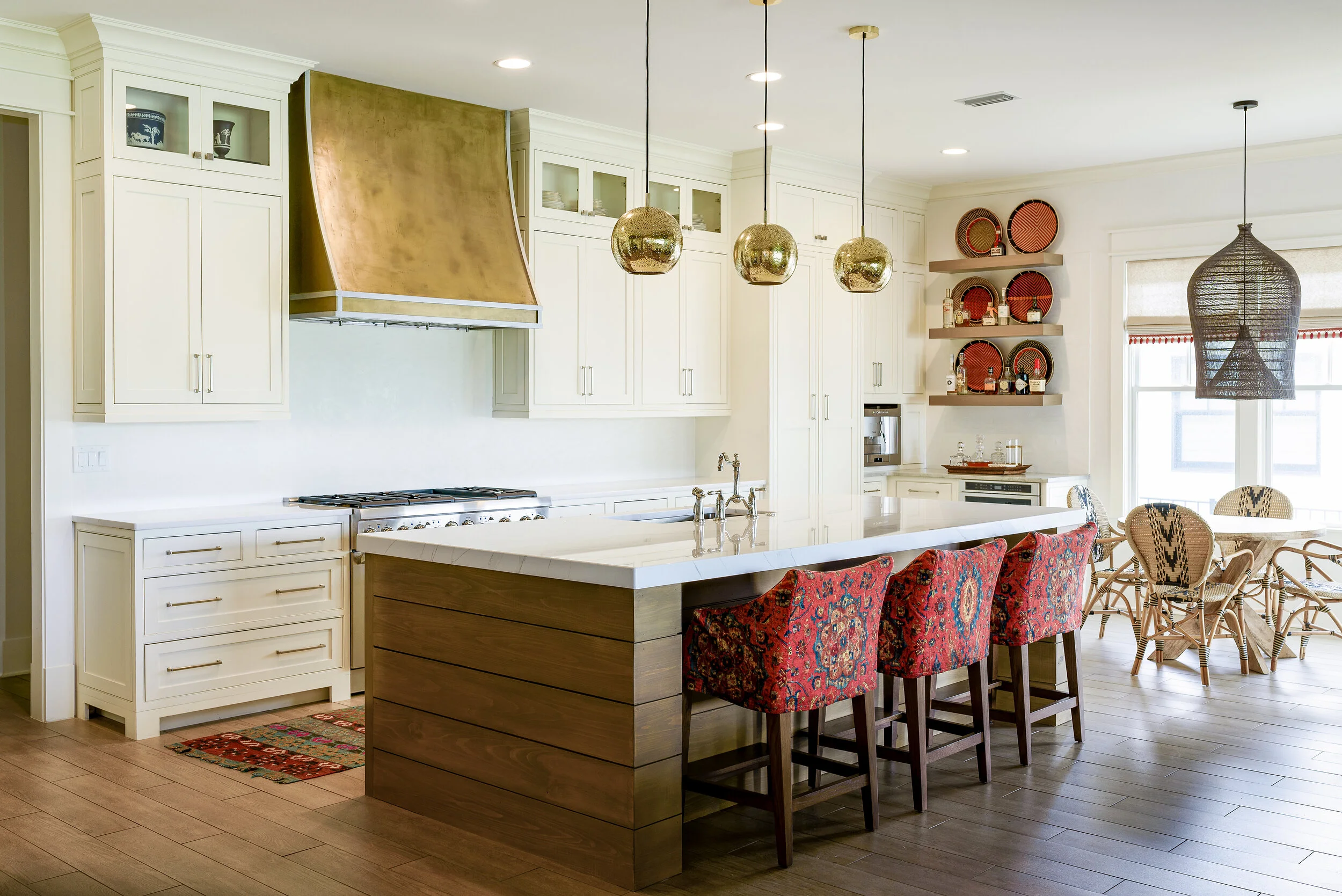 Liquid Metal range hood in kitchen