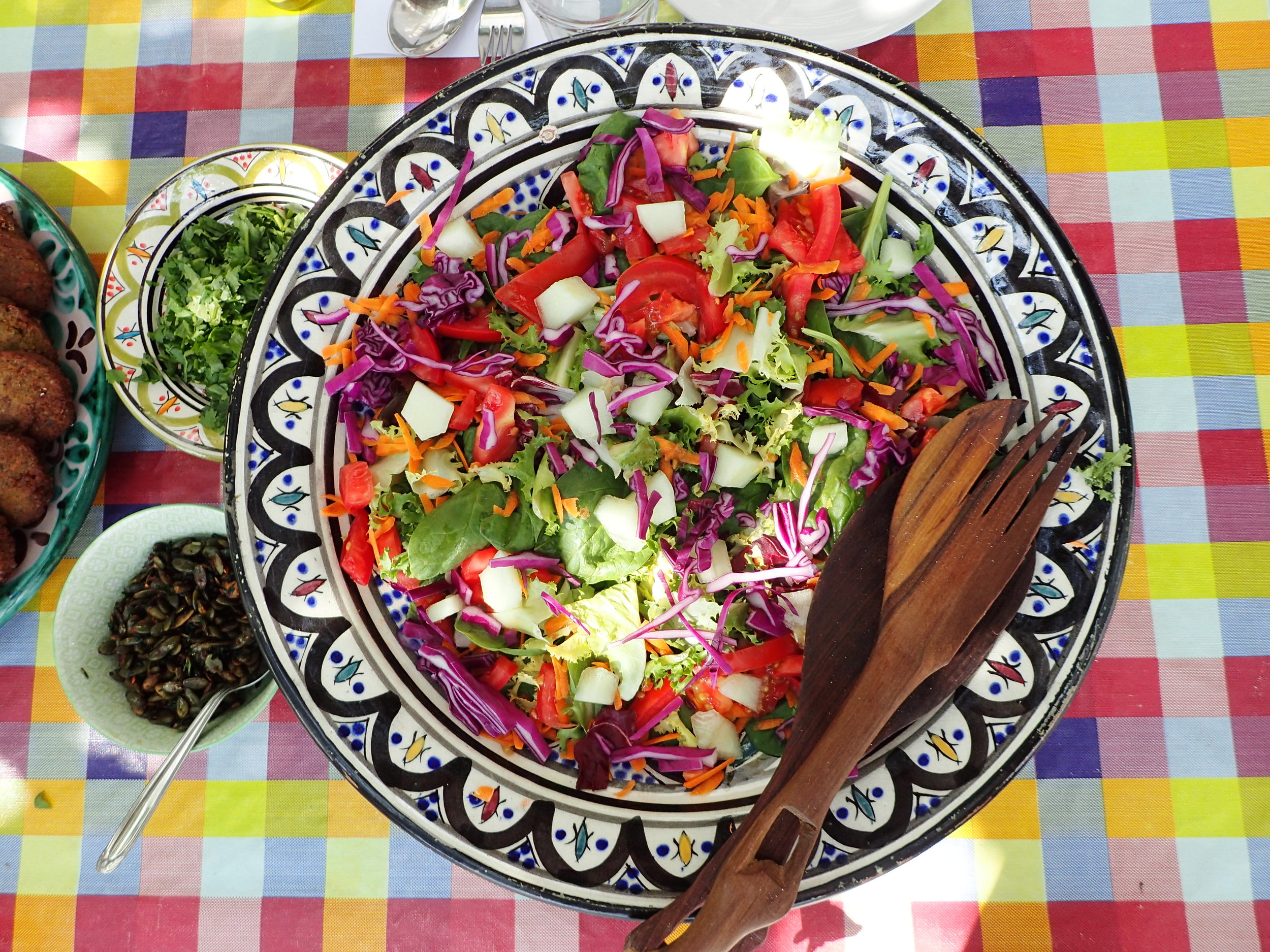 Delicious salad by Tiziana Yin Yang Yoga retreat Malaga Spain with Jane Bakx (Copy) (Copy)