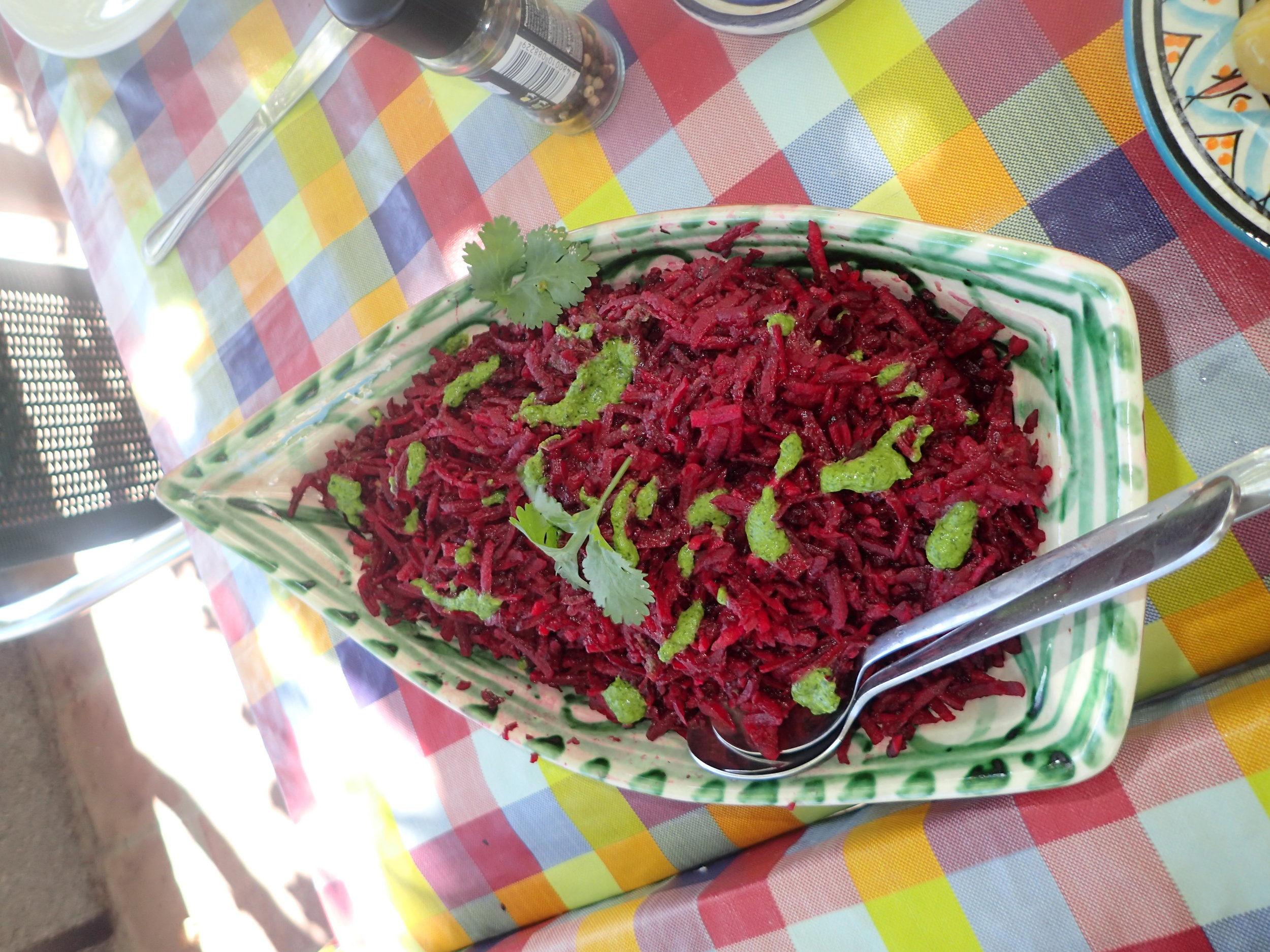 Beet salad at Yin Yang Yoga retreat in the Malaga mountains in Spain with Jane Bakx Yoga (Copy)