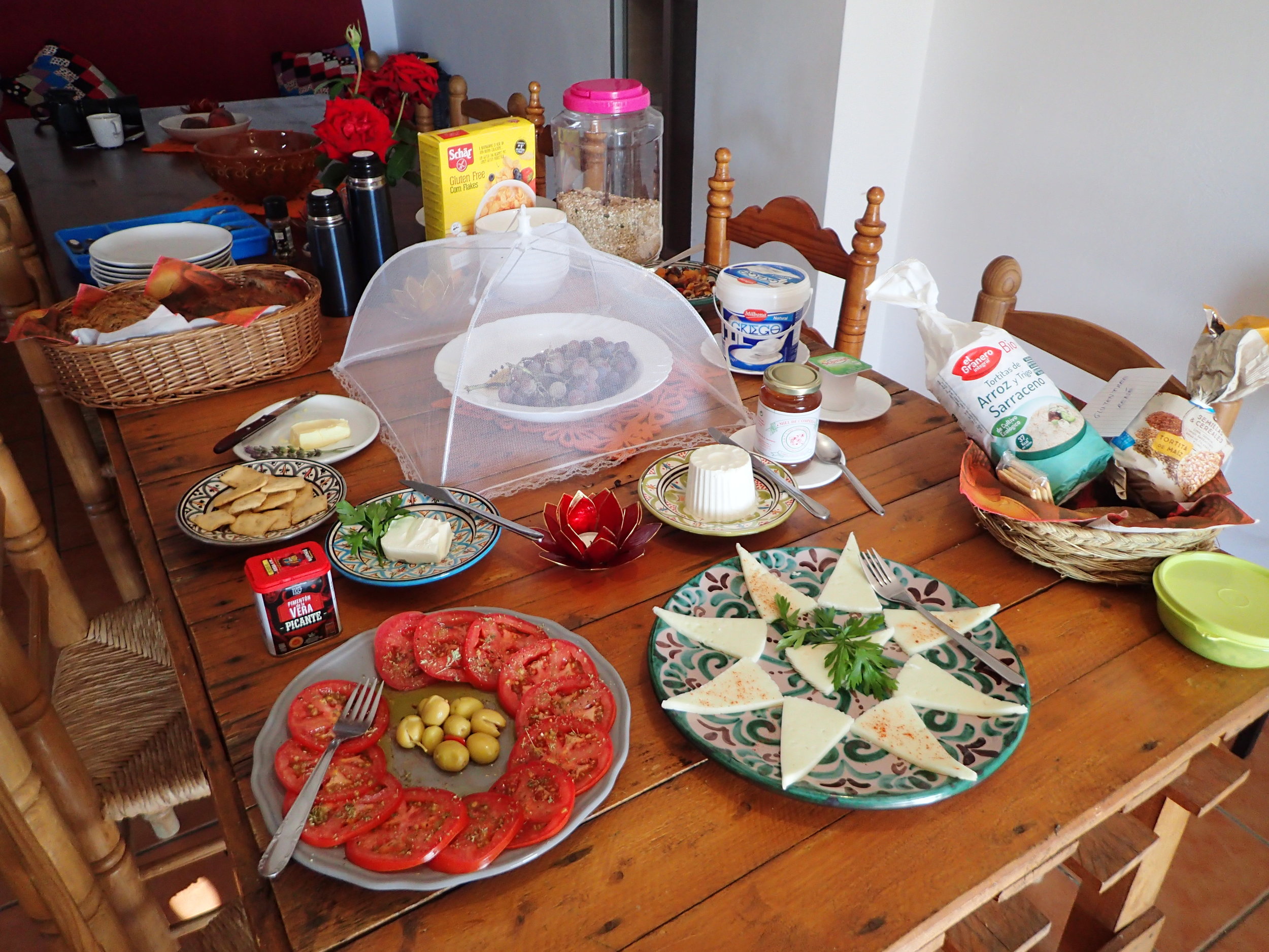 Breakfast buffet at Yin Yang Yoga retreat in the Malaga mountains in Spain with Jane Bakx Yoga (Copy) (Copy)