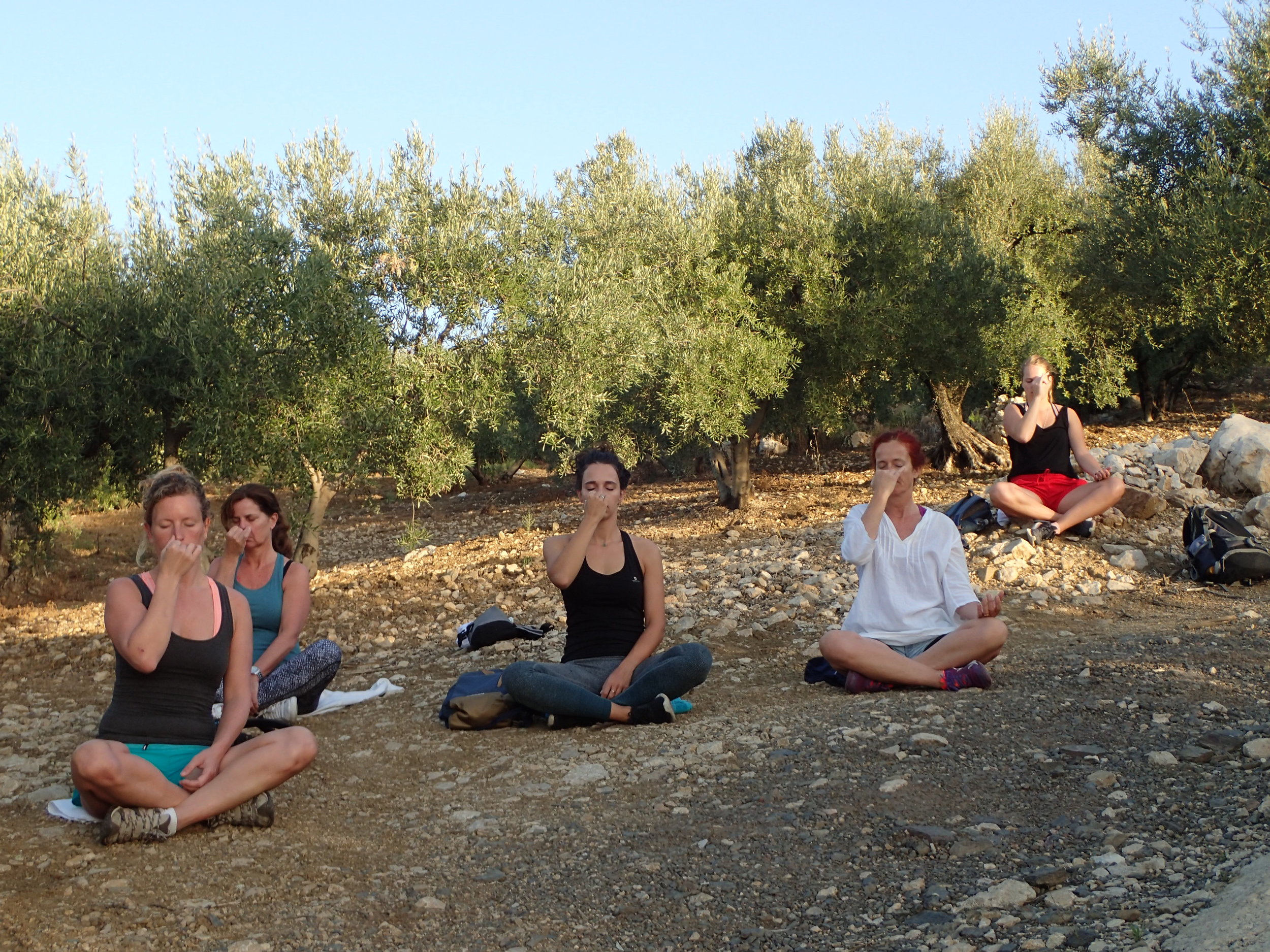 Pranayama on the mountain at Yin Yang Yoga retreat in the Malaga mountains in Spain with Jane Bakx Yoga