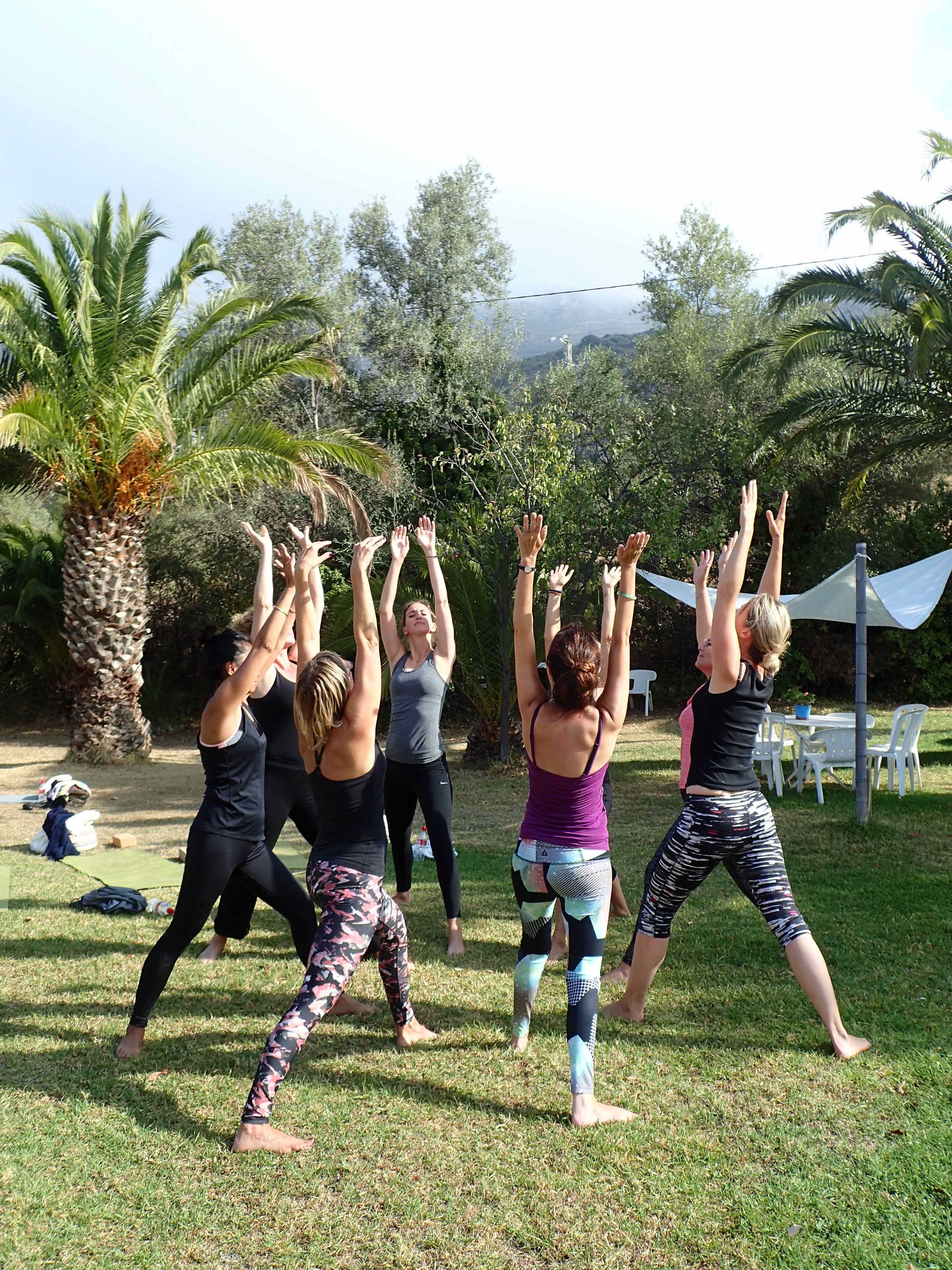 Warrior dance in the garden at Yin Yang Yoga retreat in the Malaga mountains in Spain with Jane Bakx Yoga (Copy)