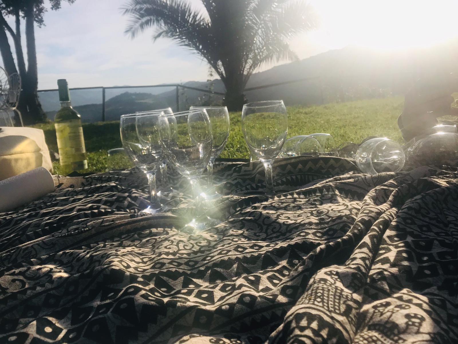 A glass of wine in the garden at Yin Yang Yoga retreat in the Malaga mountains in Spain with Jane Bakx Yoga (Copy) (Copy)