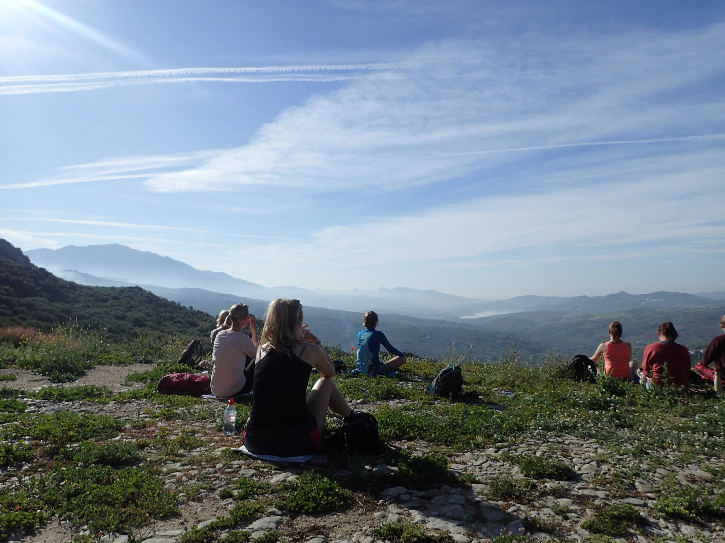 Meditation on the mountain at the Yoga retreat in the Spanish mountains with Jane Bakx Yoga.