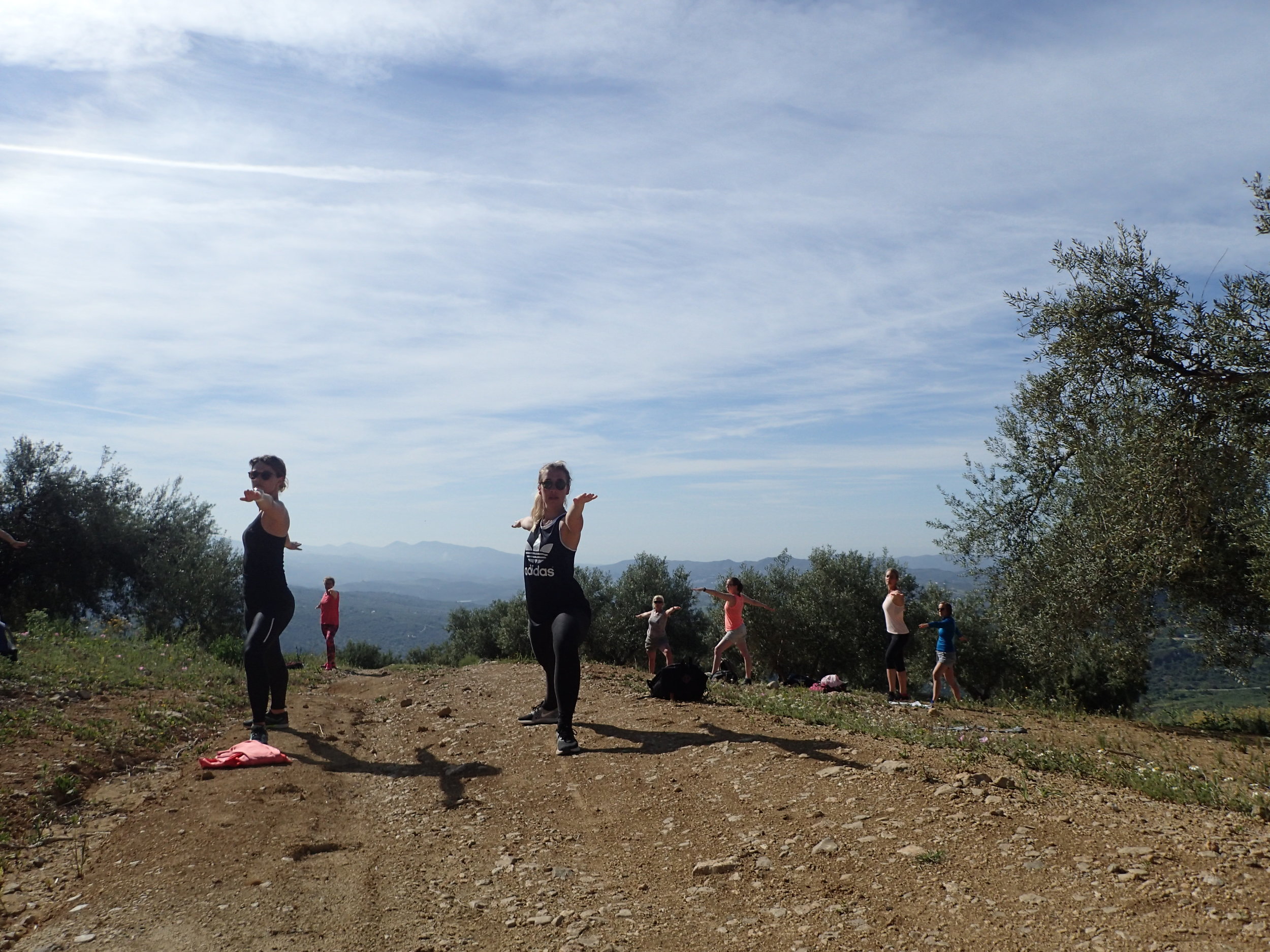 Warrior 2 on the mountain at Yin Yang Yoga retreat in the Malaga mountains in Spain with Jane Bakx Yoga (Copy) (Copy)