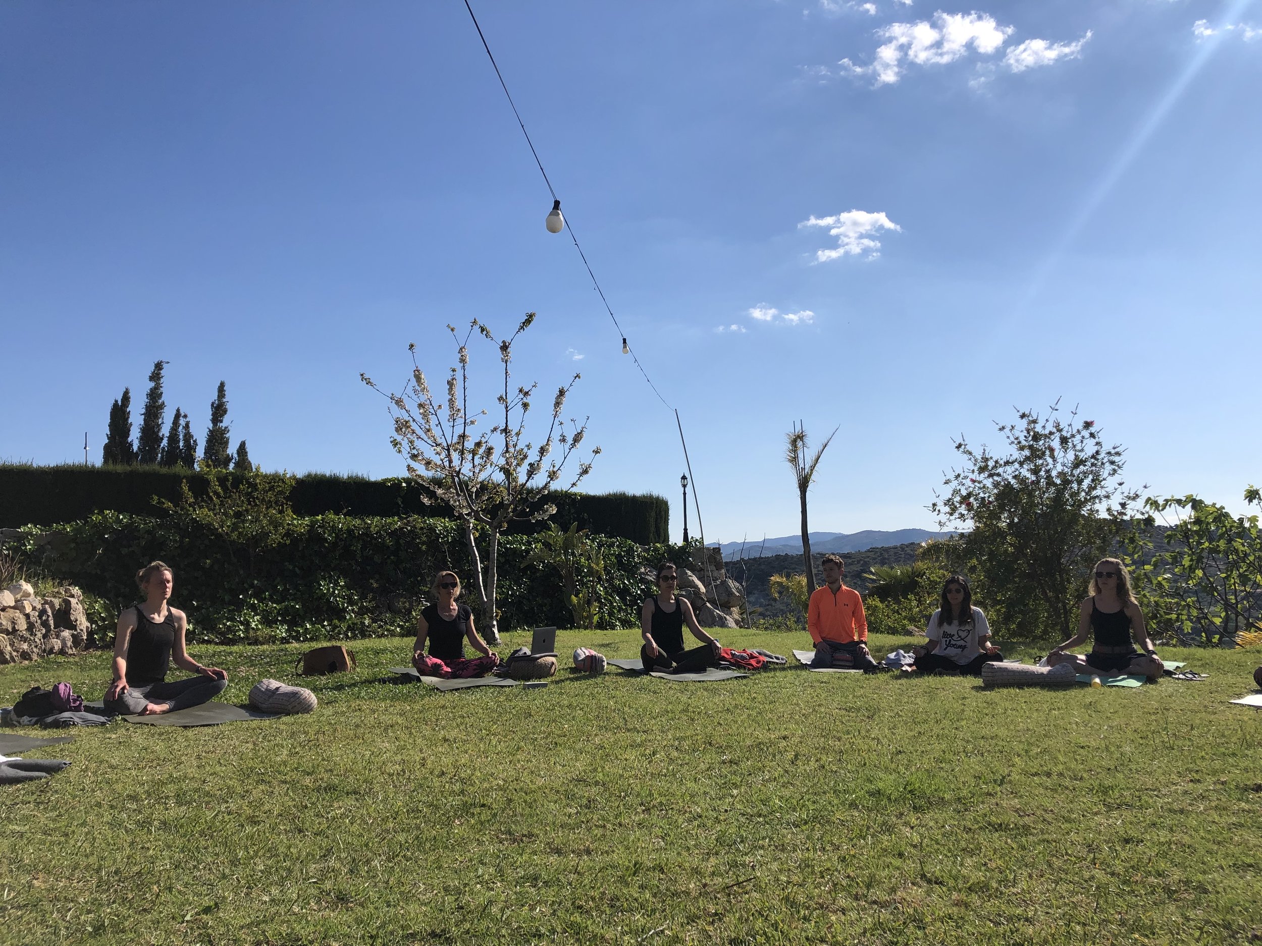 Yoga practice outside 200h Yin Vinyasa Teacher training course Spain Jane Bakx Yoga