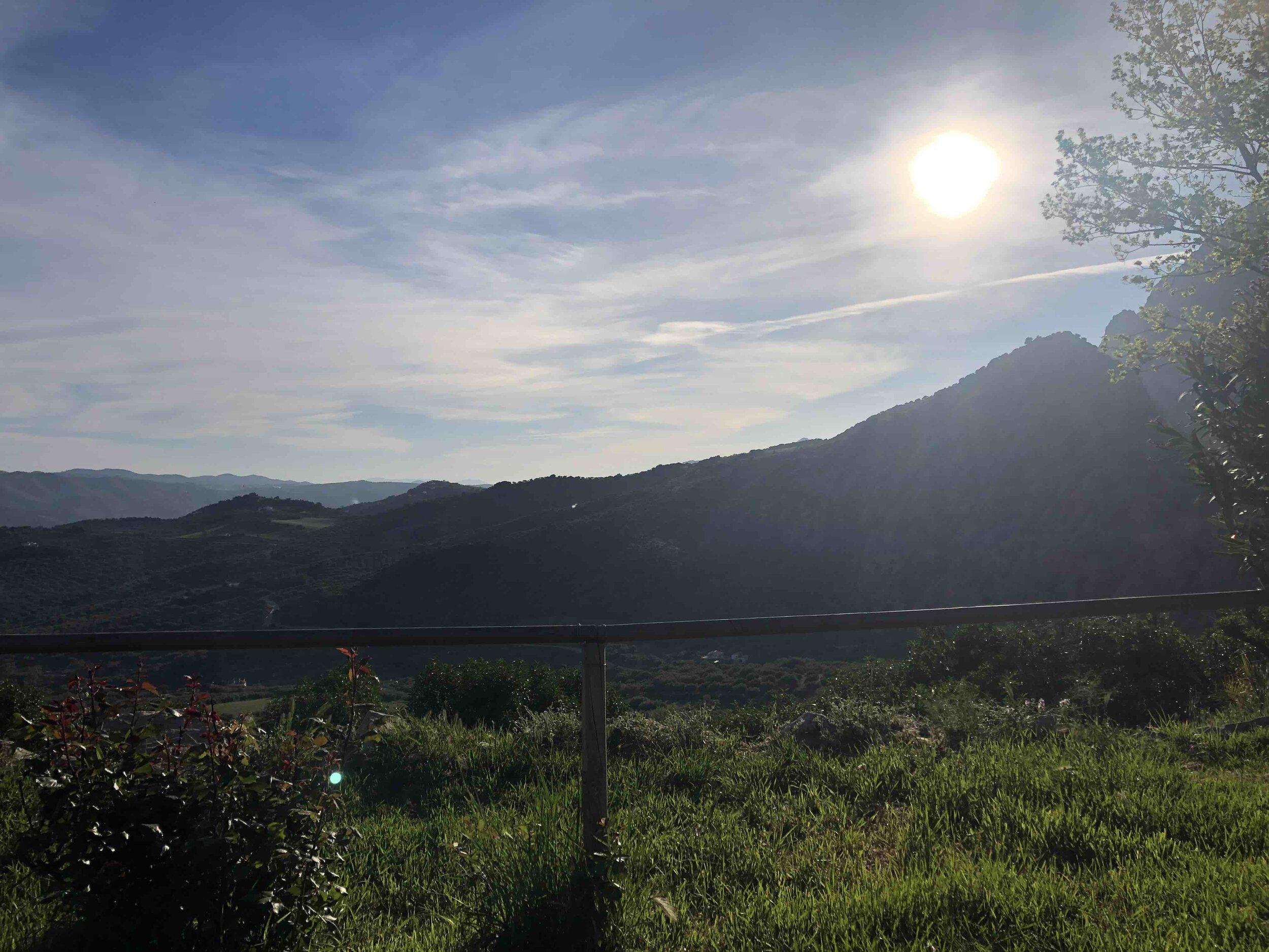 View from garden at Yin Yang Yoga retreat in the Malaga mountains in Spain with Jane Bakx Yoga