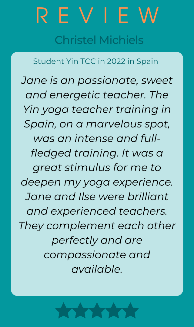 Yin Yoga Teacher training Spain review by Christel Michiels