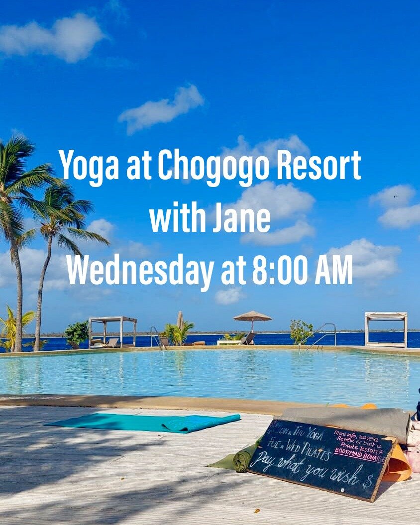 YOGA AT CHOCOGO RESORT
I am teaching 1 more yoga class at Chogogo Resort in February as Gerjanne is off island.

WEDNESDAY 28 FEB AT 8AM

Location: Chogogo Resort Bonaire at the pool
Dates &amp; Time: Wednesday 28 Feb at 8am
Yoga style: Nice morning 