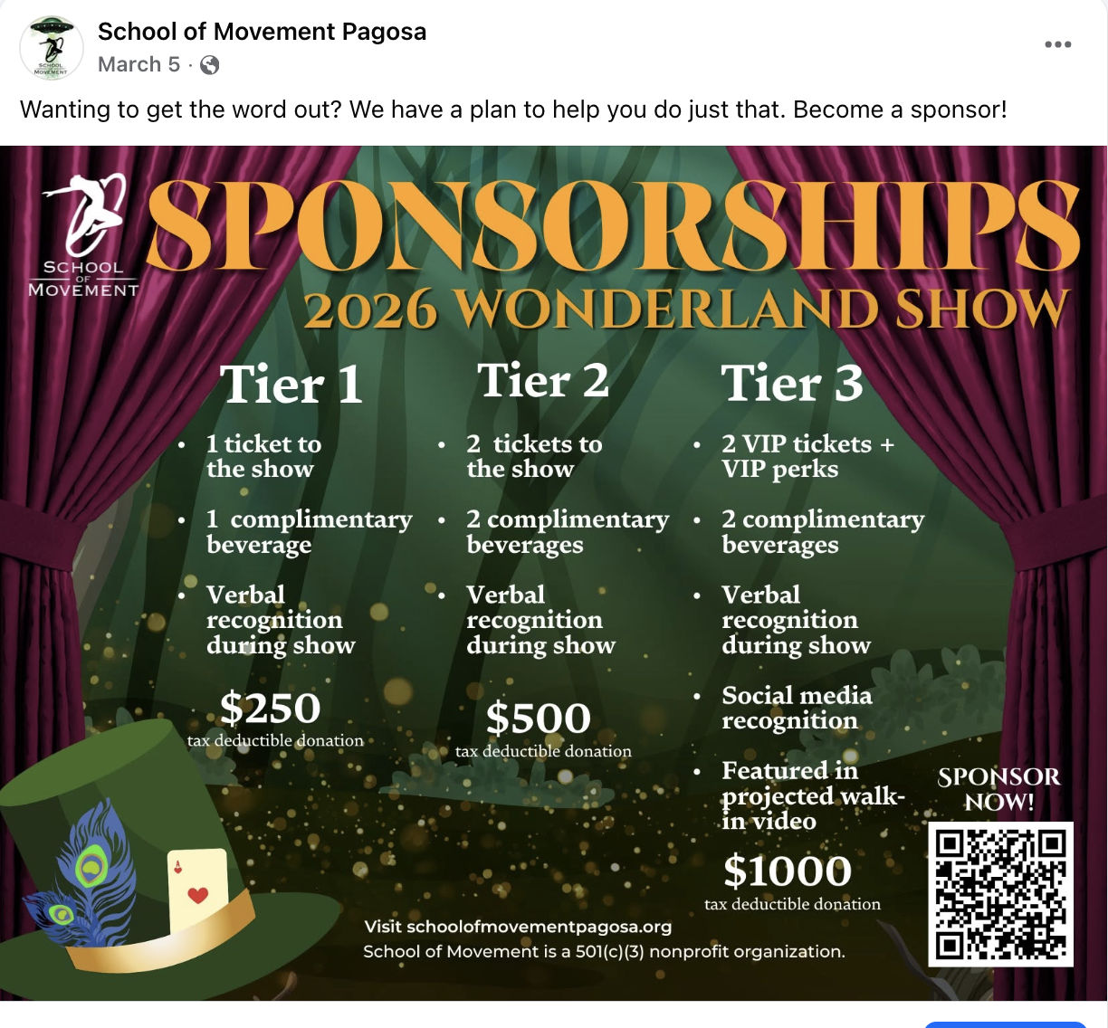 School of Movement Sponsorship Info