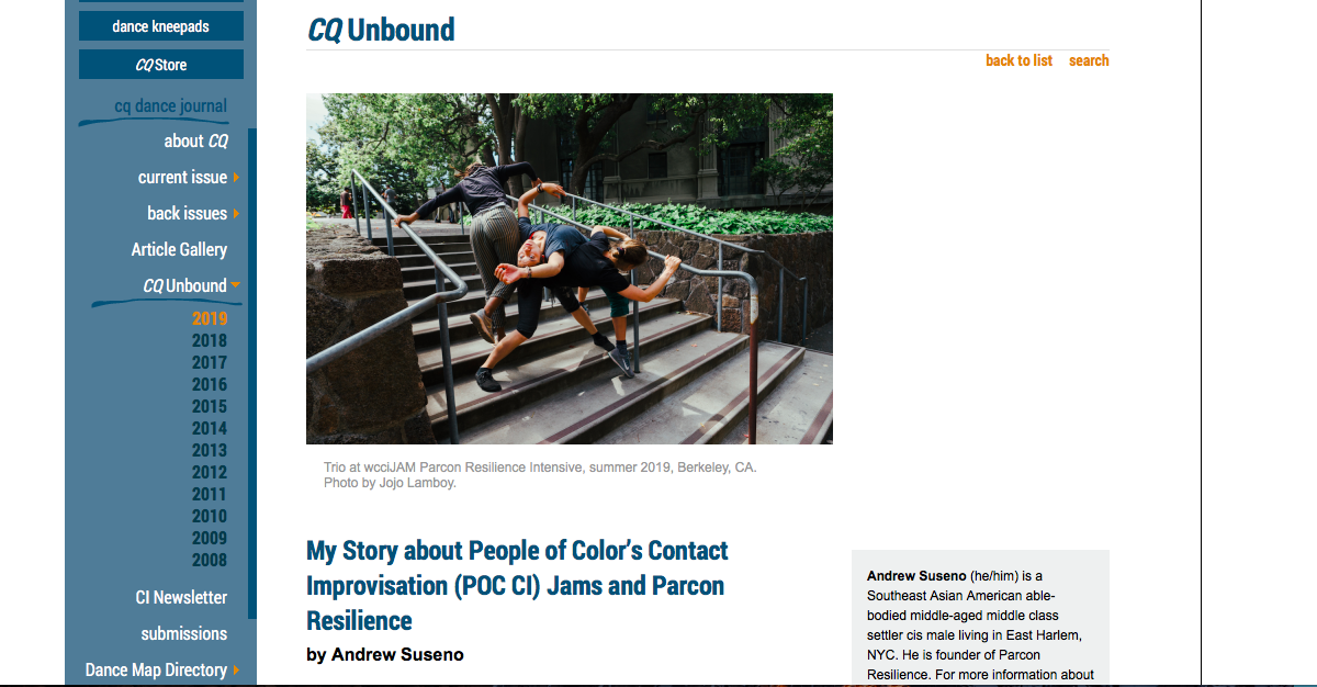 My story about People of Color Contact Improvisation Jams and Parcon Resilience by Andrew Suseno (Copy)