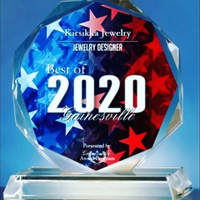 Thank you Gainesville for making us Best of 2020 Jewelry Designer! 
#thinkbigshopsmall #jewelrydesigner #gainesvillejewelry #gainesvillecustomjeweler #kirsikkajewelry #MadeinAmerica #buylocal