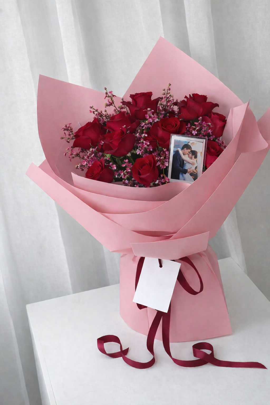 Valentine's Wrapped Bouquet | 12 ROSE STEMS