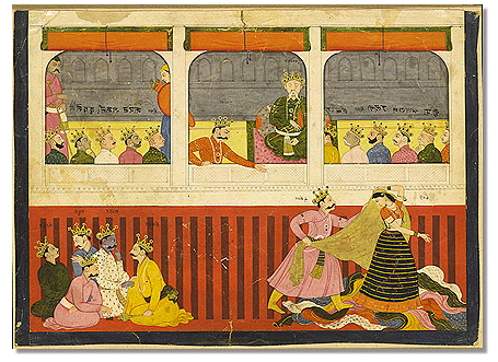 Ancient depiction of Draupadi myth.