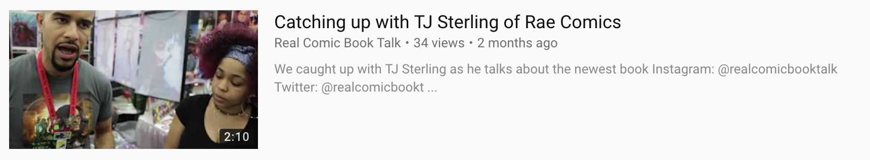 Real Comic Book Talk BMCC 2018 Interview with Rae Comics