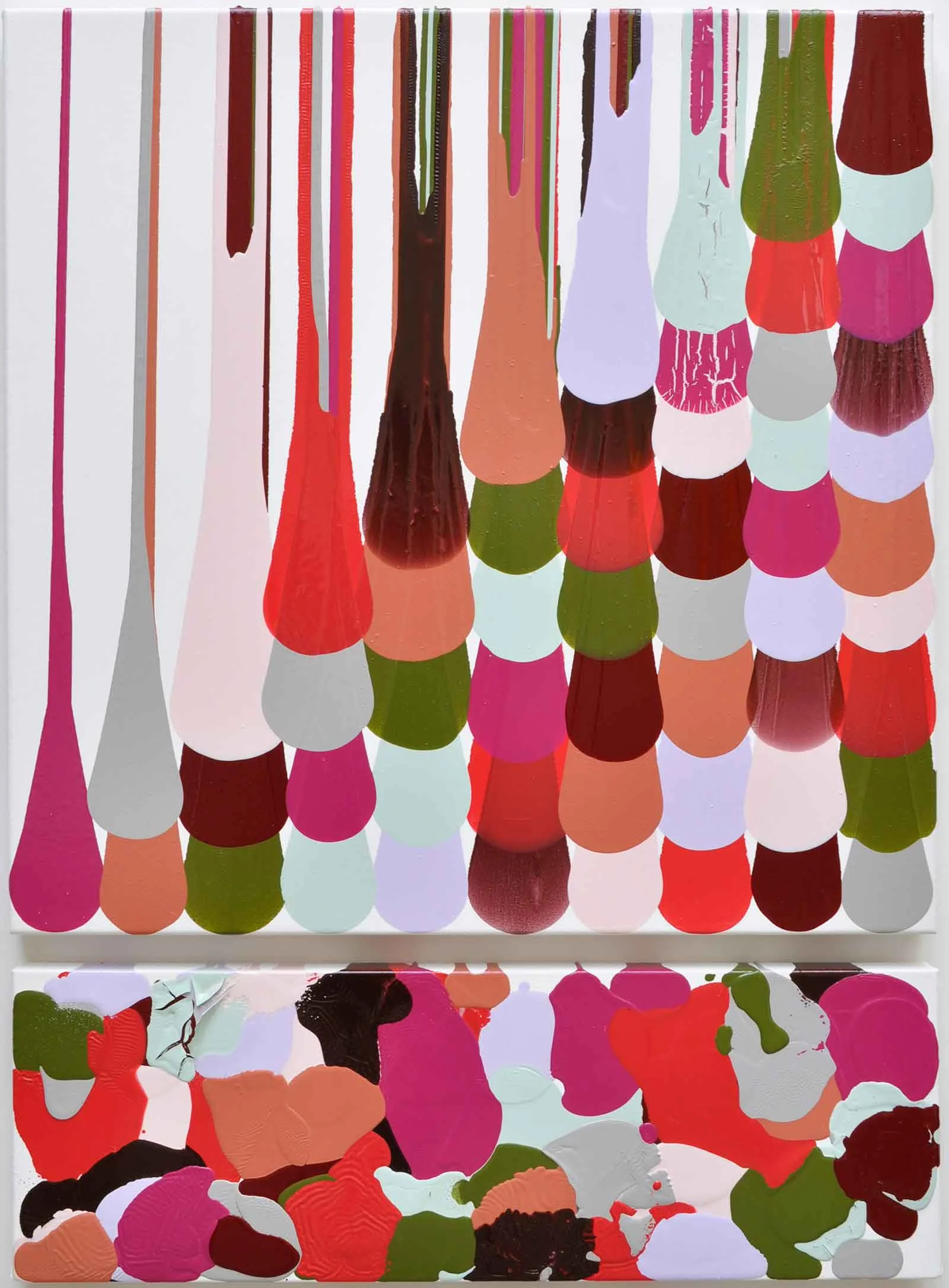 55 POURS AND SPINS, 2016 Household paint on canvas 100cm x 75cm x 4cm