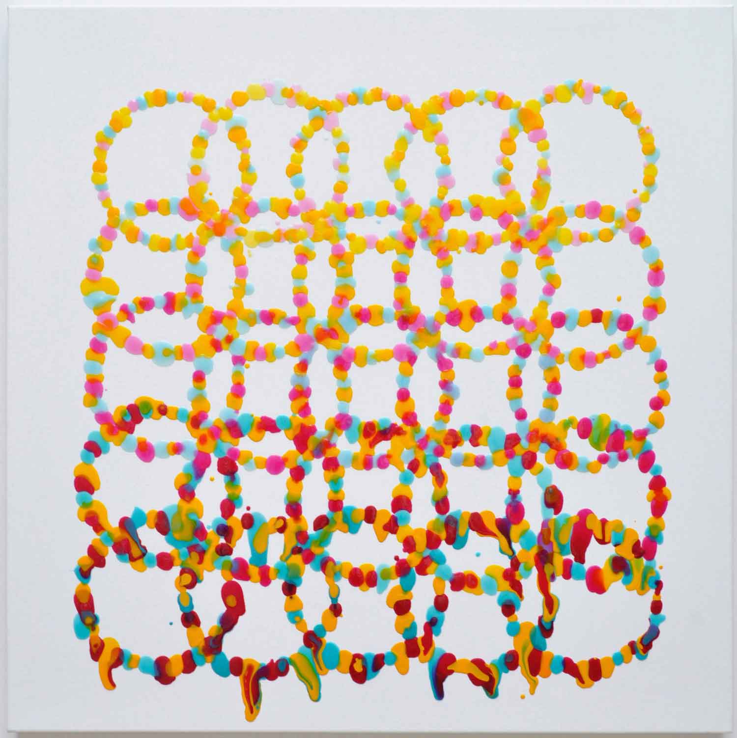 DRAINED FULL OF COLOUR, 2018 Acrylic paint on canvas 100cm x 100cm x 3cm