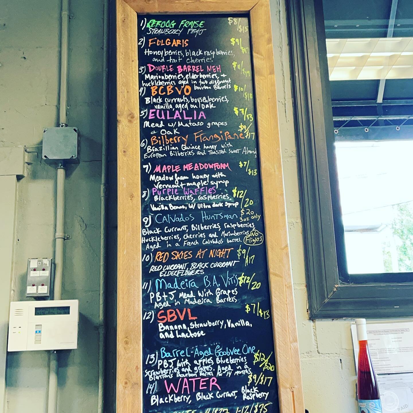 Happy Friday!

We&rsquo;re here until 10PM today!

New stuff on the board includes Bilberry Frangipane.  A vintage keg dating back to 19&rsquo;. We&rsquo;ve also tapped a keg of SBVL our collaboration with @morebrewing last year.

Meads on tap, bottl