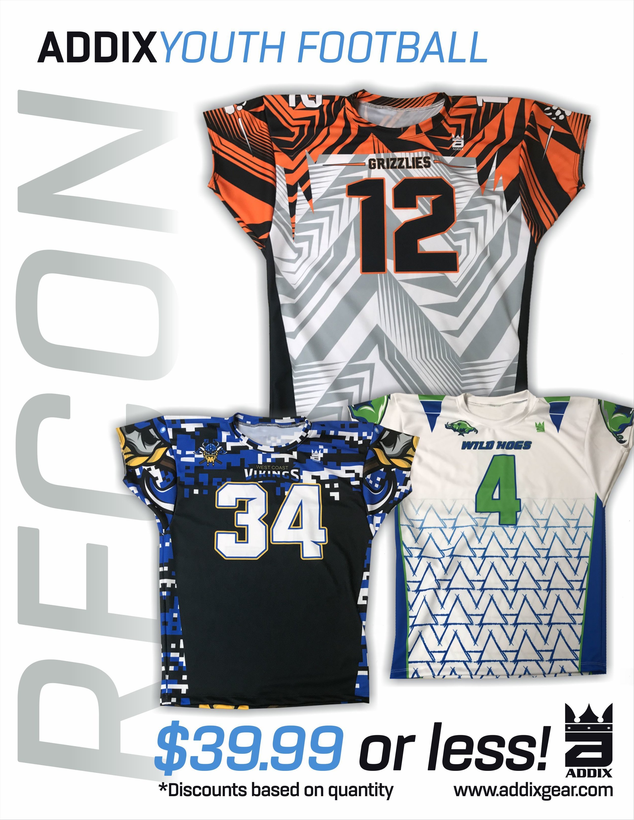 reversible youth football jerseys