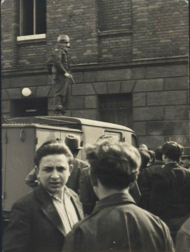 In 1946 : American soldier standing on top of the truck