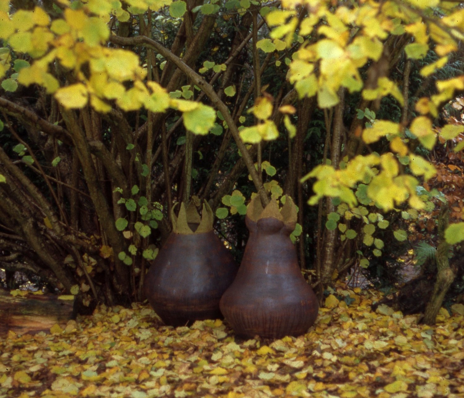 Large rose-hip shaped garden sculptures