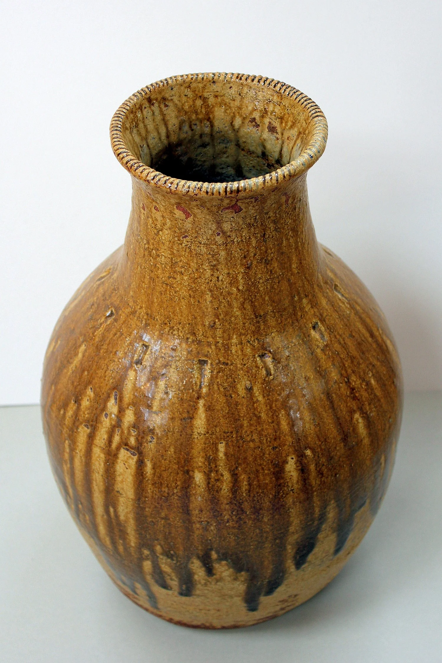 Ash glazed stoneware pot