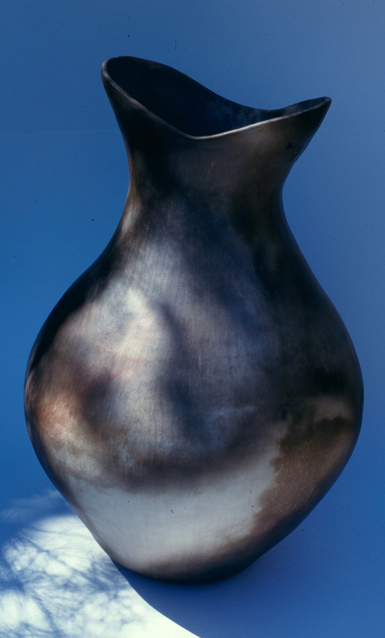 Large burnished and sawdust fired pot