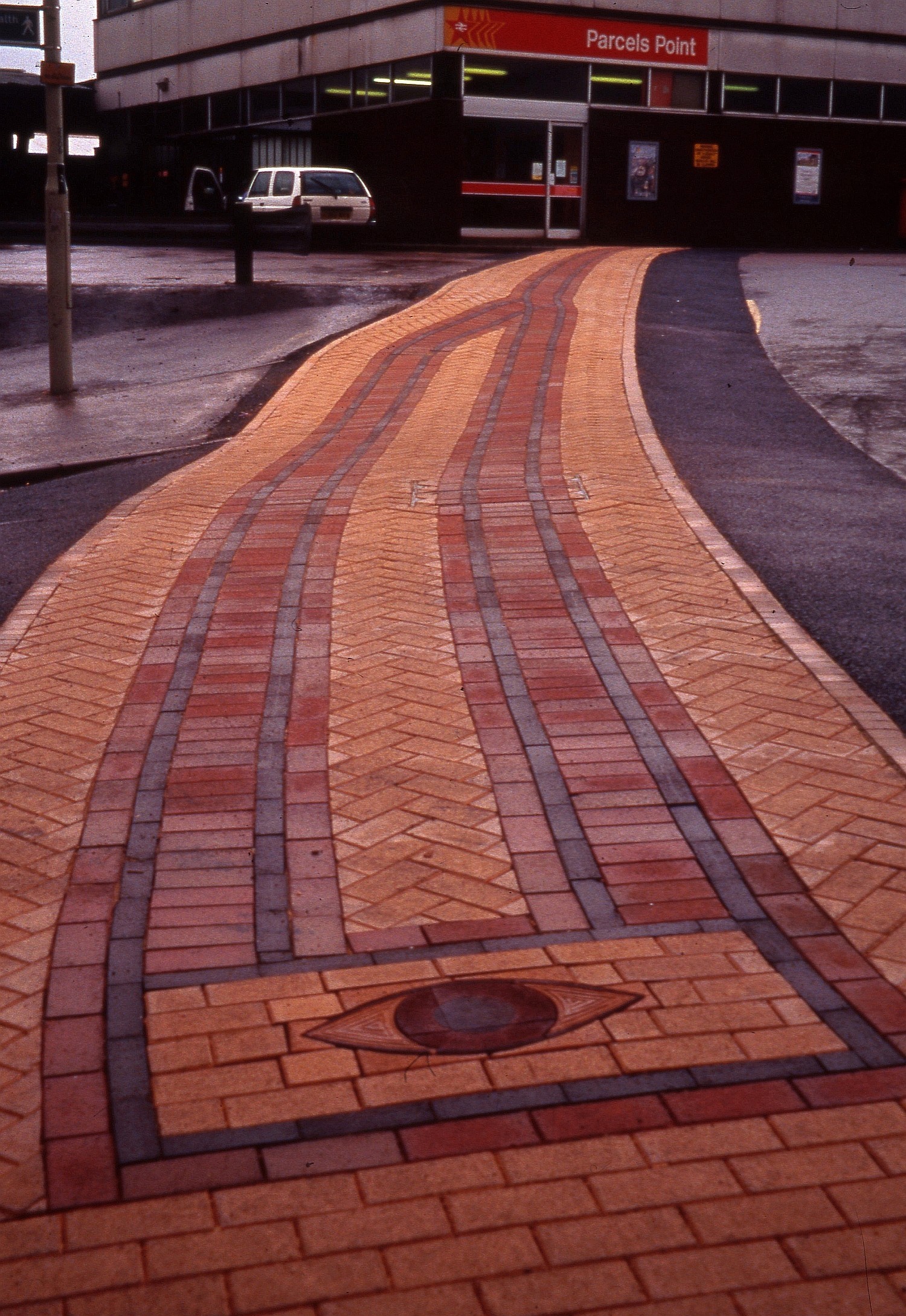 Brick pathway designed for Gloucester Railway station forecourt