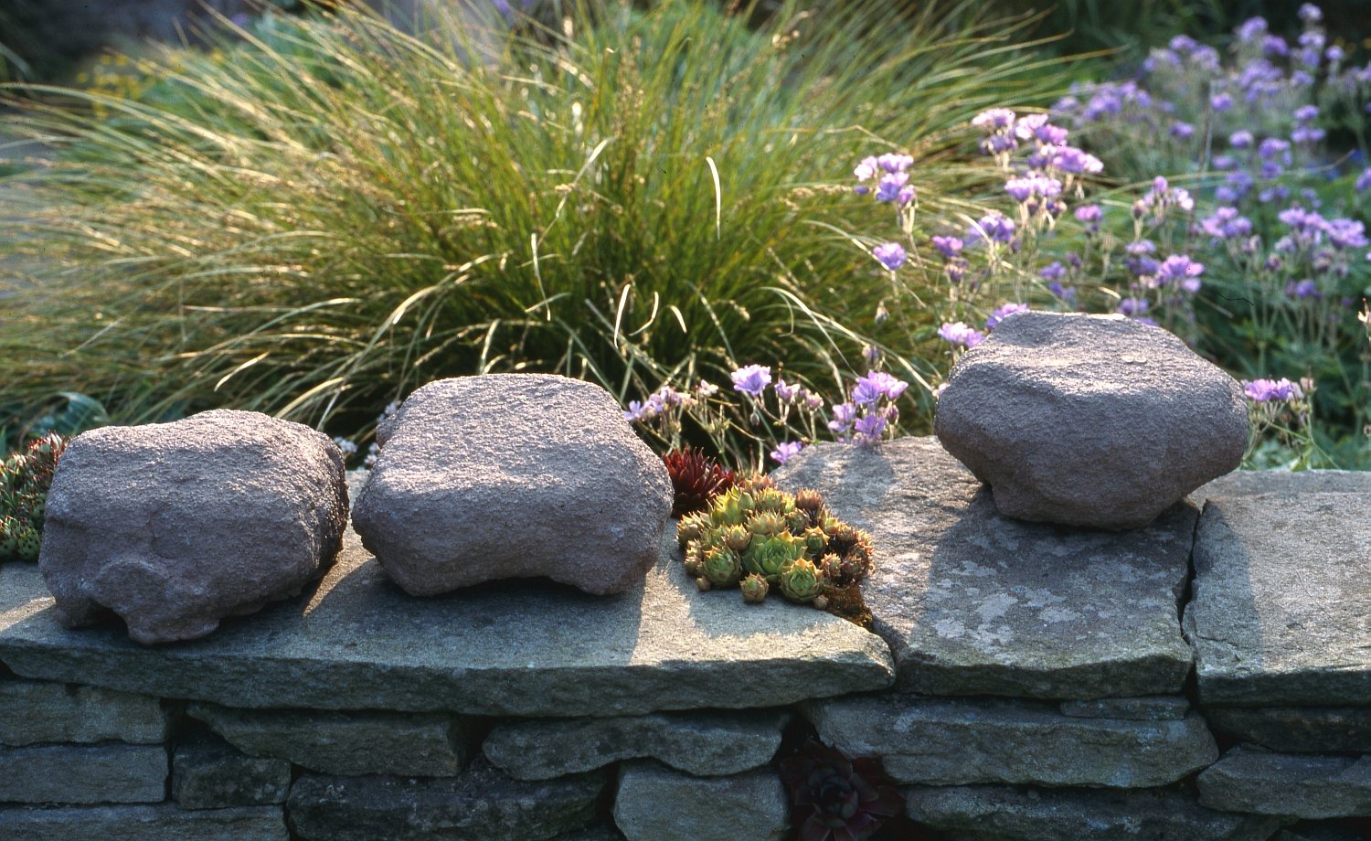 Clay boulders in garden