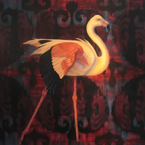 Flamingo oil 30" x 30"