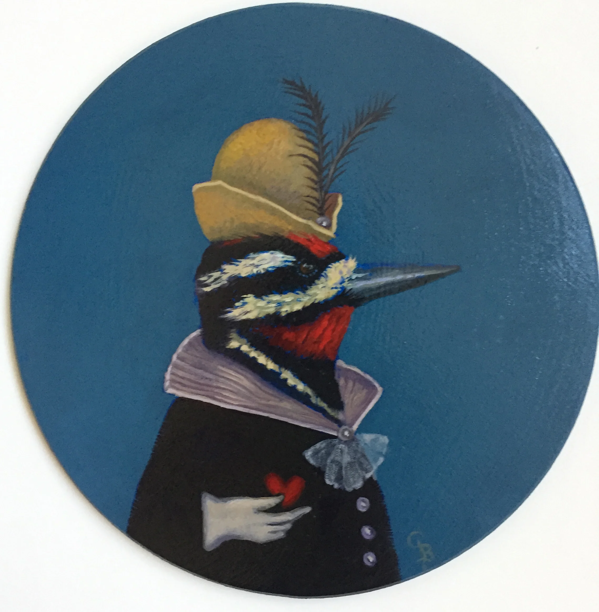 Yellow-bellied Sapsucker oil 9" round sold