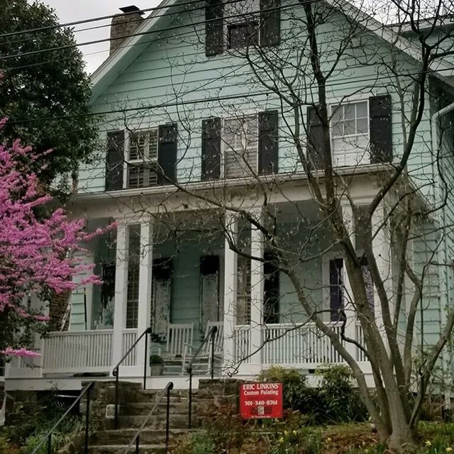 Starting a complete exterior job in DC. So much of our business comes from referrals. Last year we painted the entire exterior of the blue house next door to the green house that we are starting now. #exterior #referrals #keepingupwiththejoneses