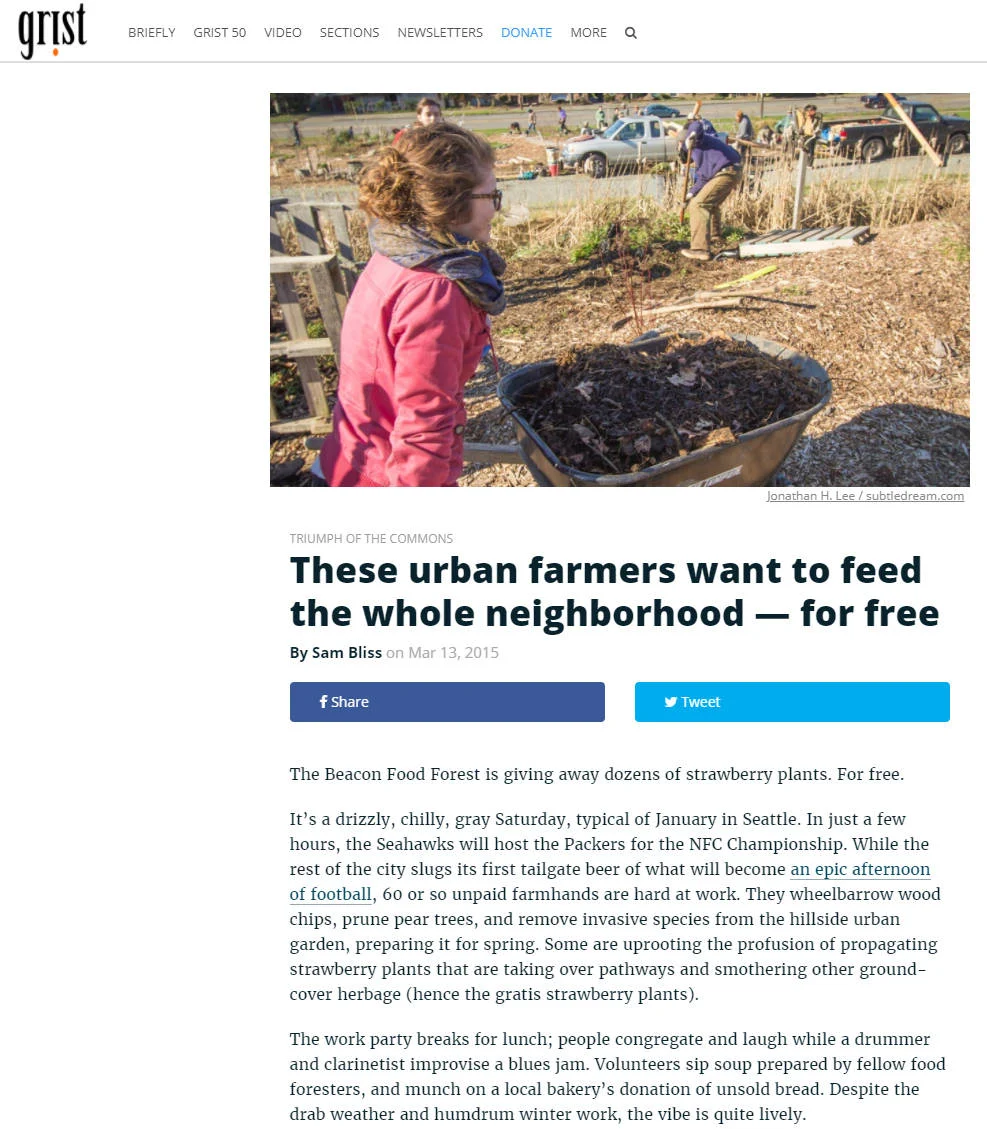 Grist.org feature on the Beacon Food Forest - Mar 2015