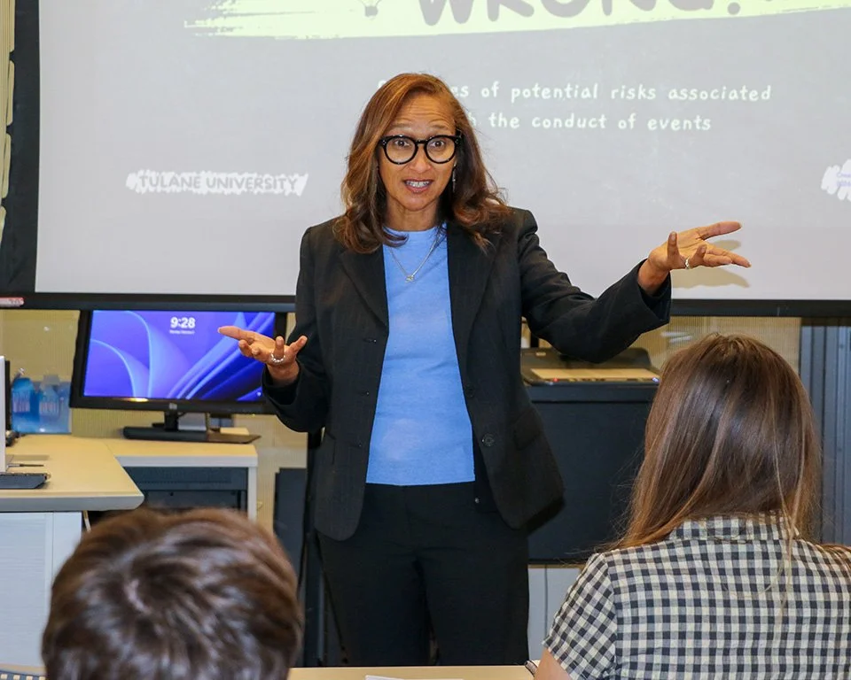 EJ Encalarde teaching festival management at Tulane University Freeman School of Business