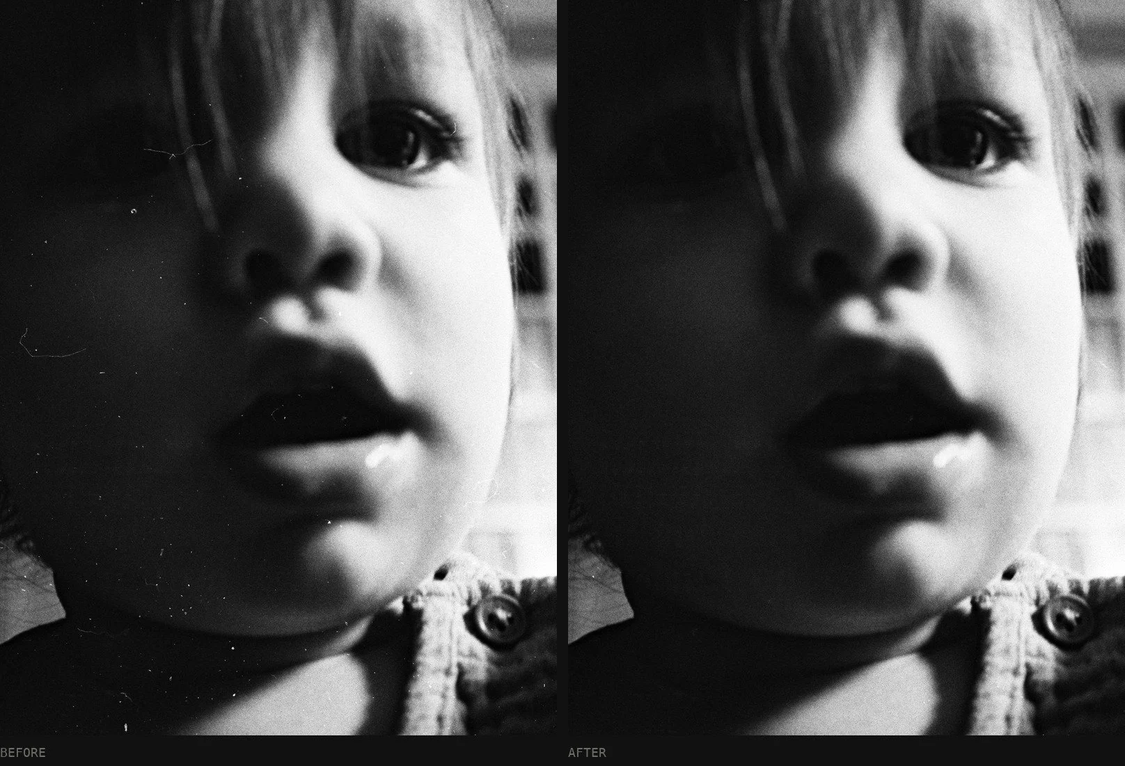 Before and after images showing dust removal by Spot Tone