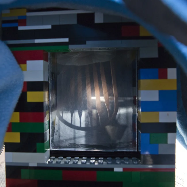 A chair, as seen through the ground glass.