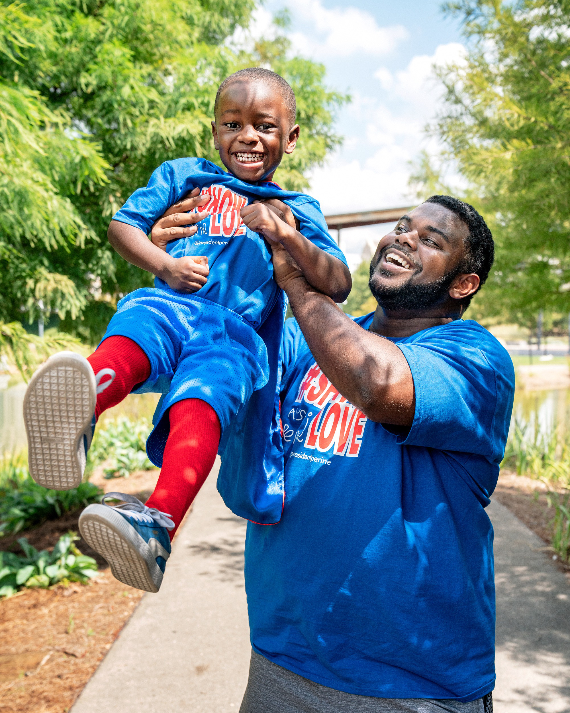 Austin with his dad TJ, who helps Austin raise awareness full-time now.