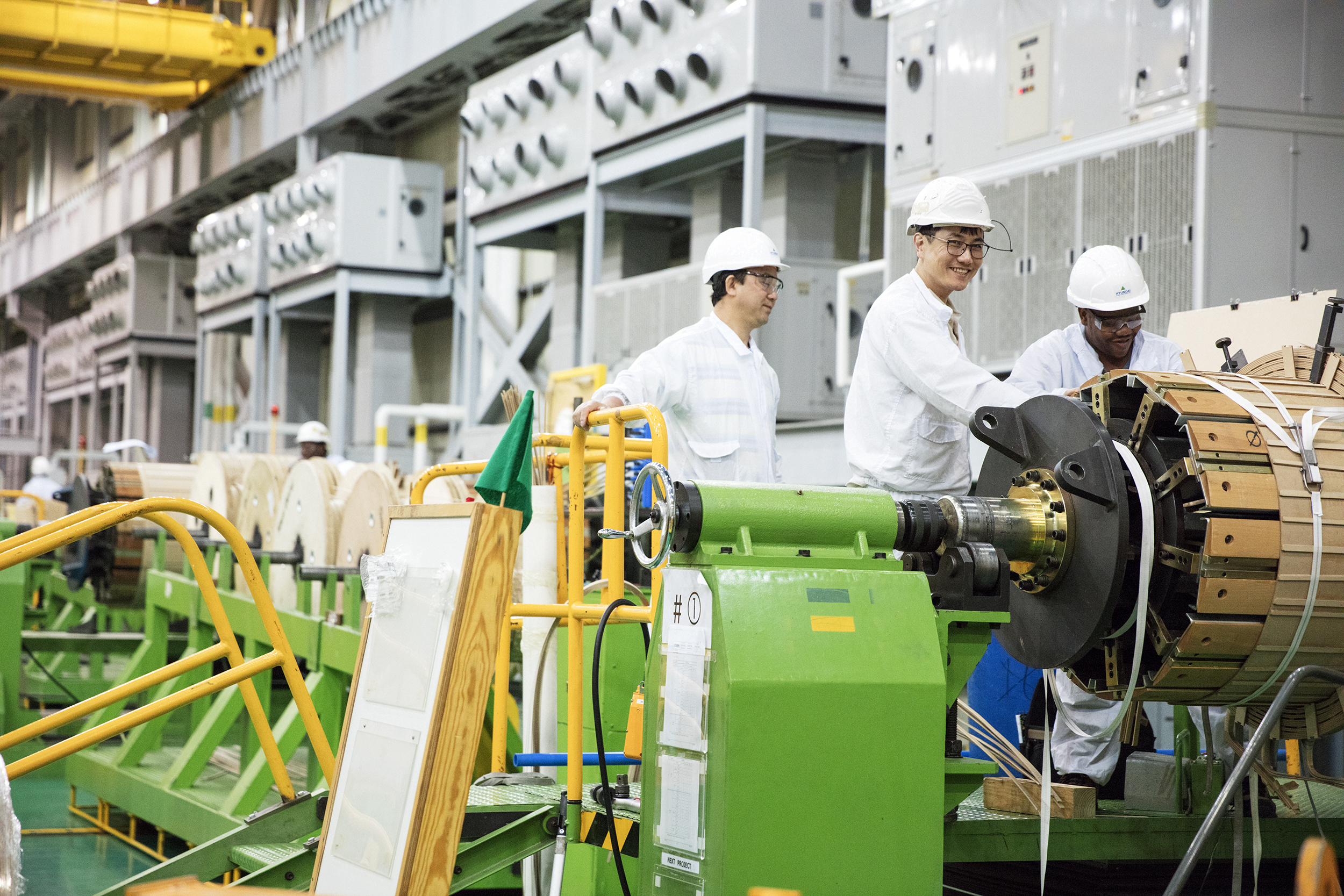 Workers in a Hyundai Power Transformers plant. 