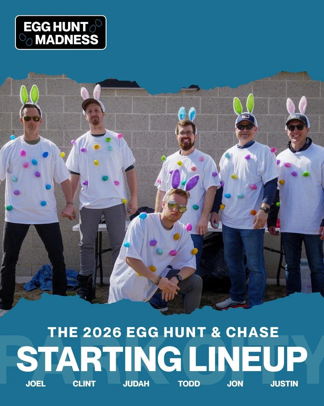 🥚🏀 2026 EGG HUNT MADNESS 🏀🥚

The hunt is over, but we&rsquo;re still smiling&mdash;meet the team who brought the joy 🐰🌿

🐰 22 eggs: Hamstring Protected (he's done this before) Bunny 💪
🐰 18 eggs: Definitely Not A Bunny 🤨
🐰 12 eggs: Confiden