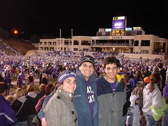 Aveen Alkhatib (left), sister of Weesam (middle) and Shwan at Bill Snyder Family Stadium in 2006.