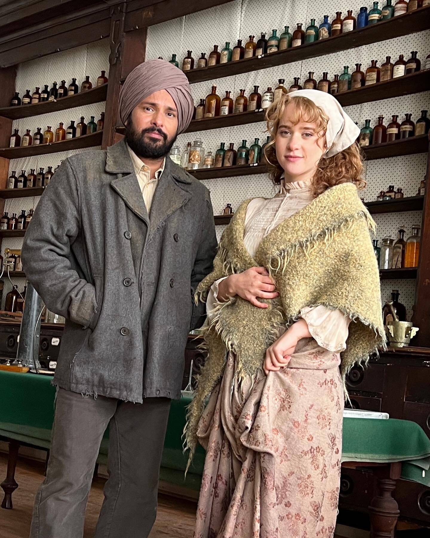 Chhalla and Bella 🌟 in honor of CMKNA&rsquo;s first week in cinemas 🌟 

With @amrindergill on set in the Barkerville Pharmacy #museum #artifacts