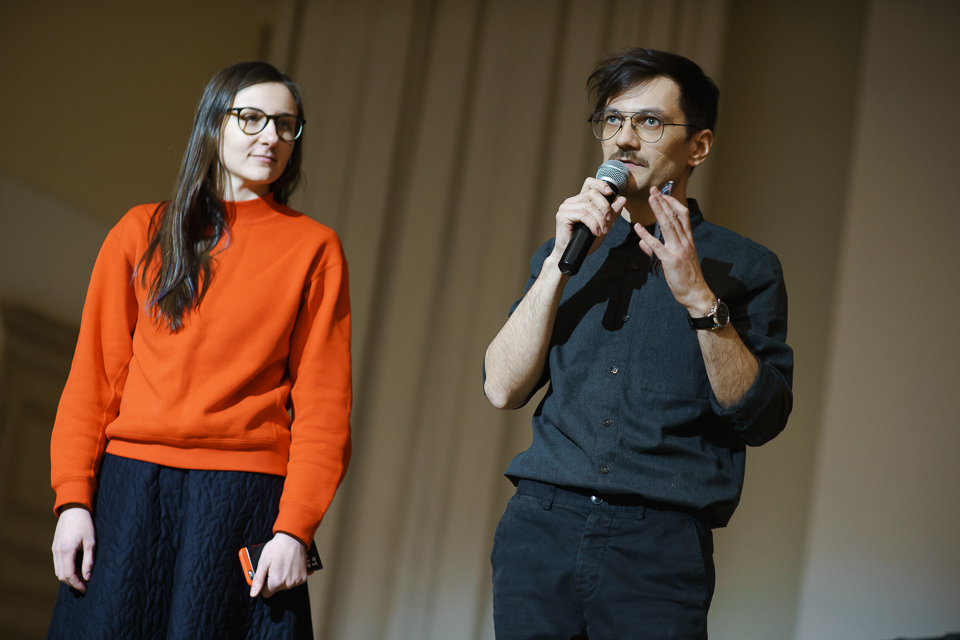  Produsent Zhanna Guzenko og festivalsjef Oleg Khadartsev fra Friday Milk ønsker velkommen til Inversia. Foto:&nbsp;Edward Mikrukov 