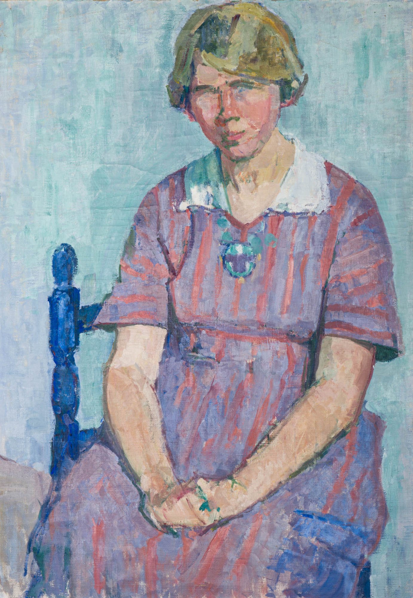  Portrett av tekstilkunstneren Svanhild (Vavi) Schlyter Johnsson. Av Sara Fabricius. Foto: Mari Hildung/Perspektivet Museum 