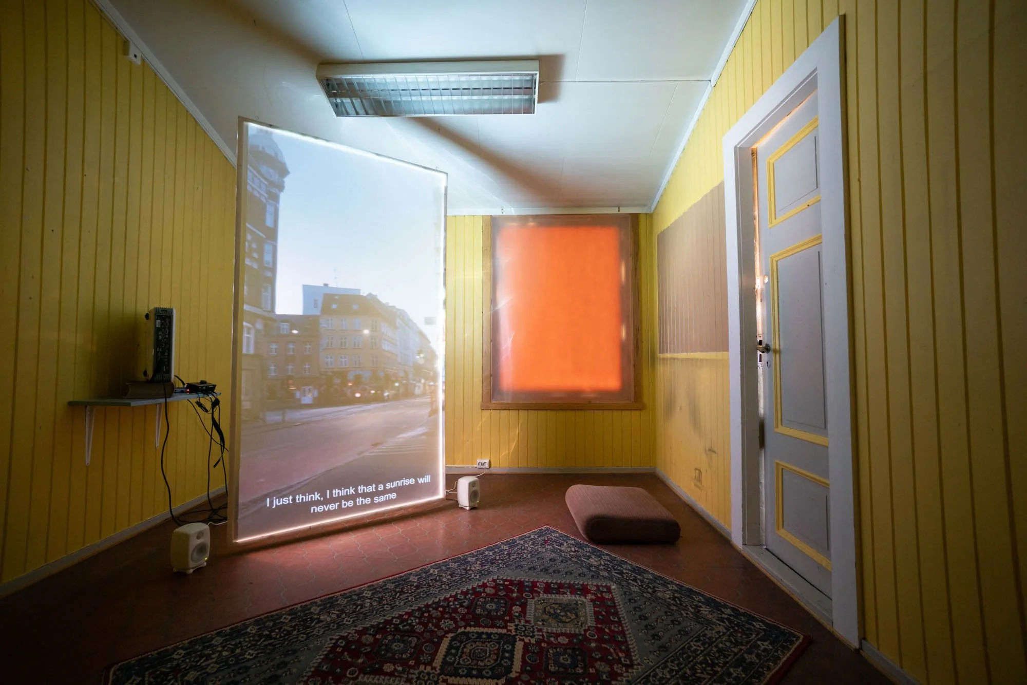   Circadian Offbeats,  video (54:54 min) by Amalie Magdalena With Vedelsby. Installed. Photo by NKFS.  
