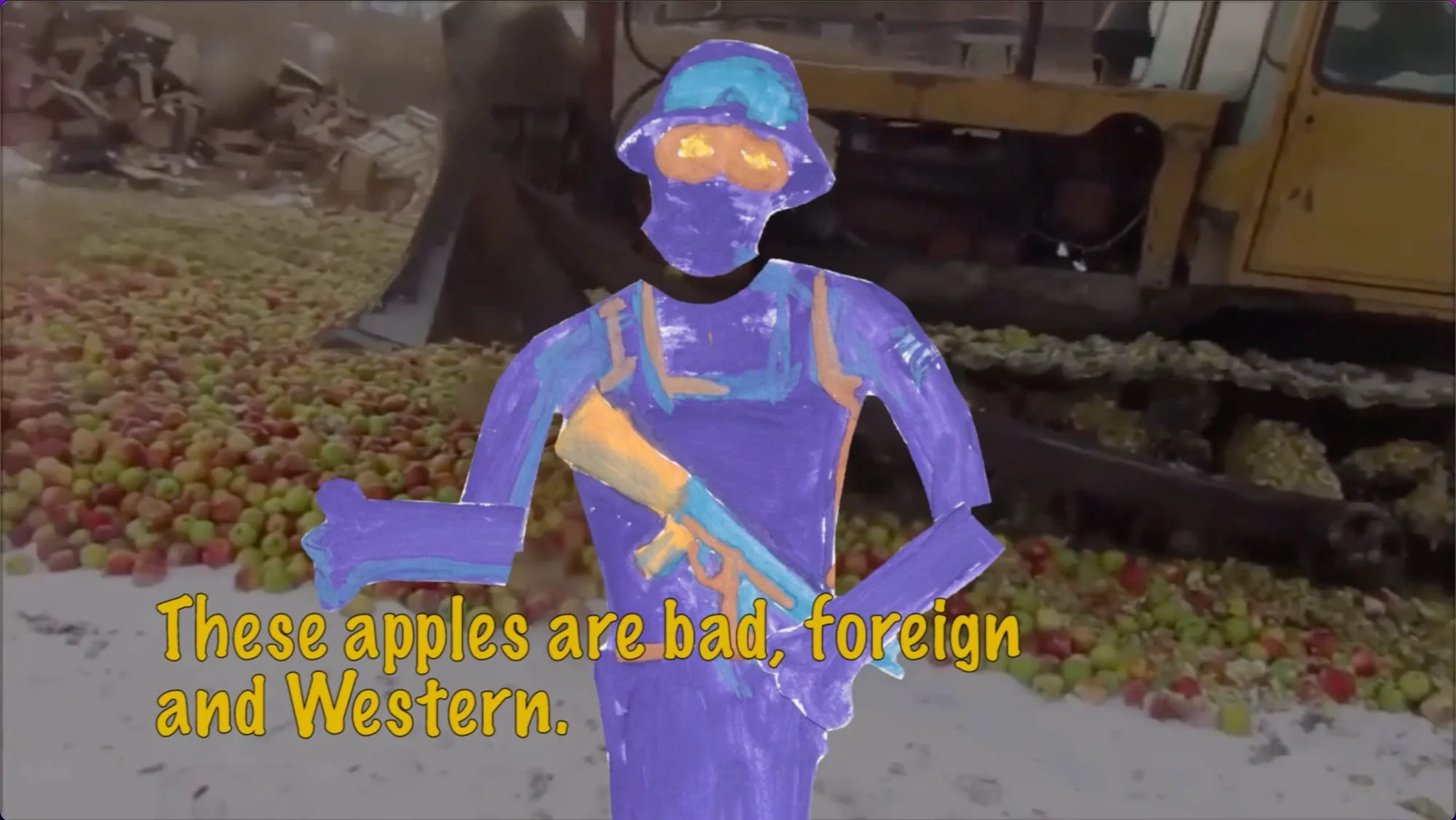  Stillbilde fra  ENEMY APPLES, video  av Anastasia Vepreva.  