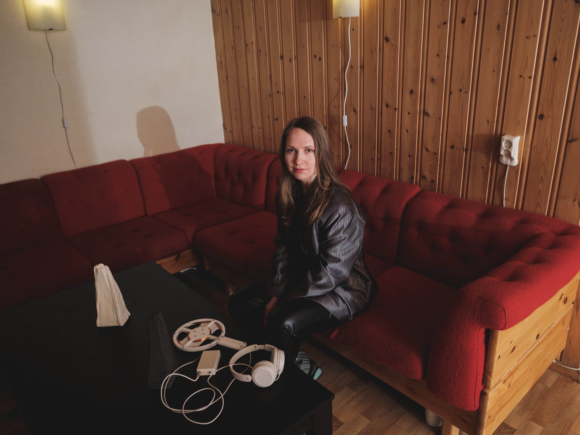  Polina Medvedeva at the old fire station in Kirkenes where the festival exhibition took place during Barents Spektakel 2023. Photo: Michael Miller / Pikene på Broen 