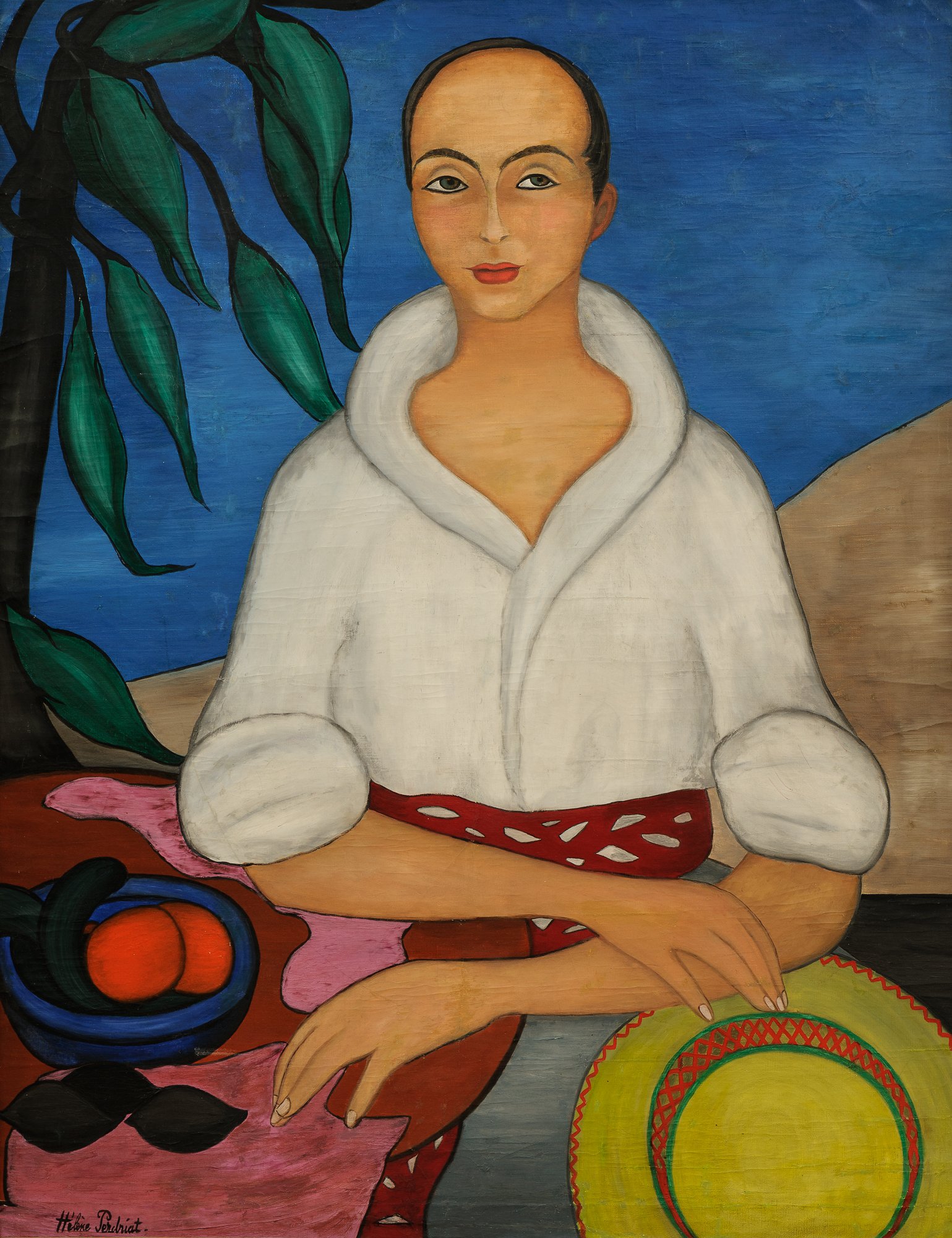  Hélène Perdriat (1894–1969),  Mann med hvit bluse.   Olje på lerret. Foto: Bjørn Jørgensen 
