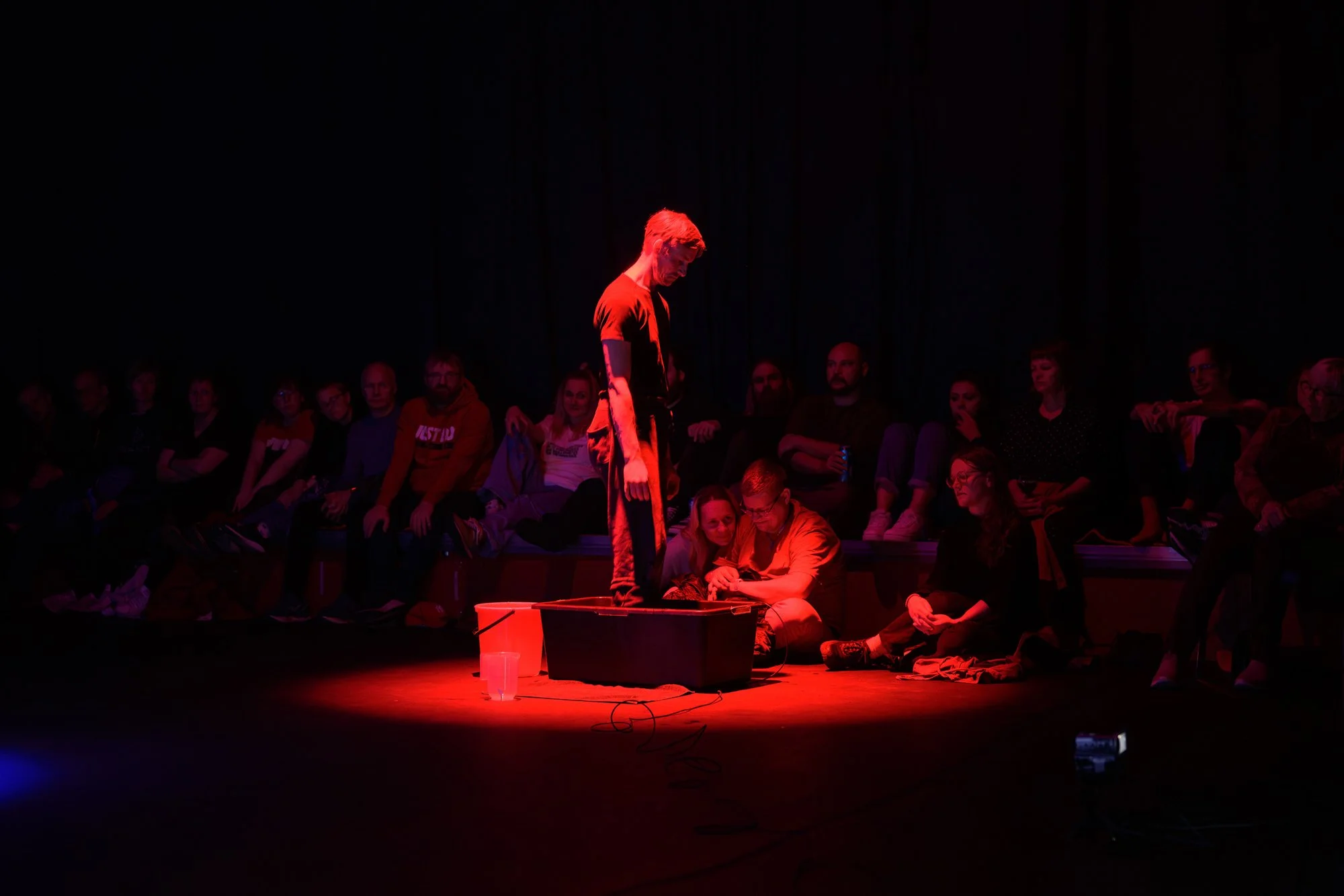  Nikolay Schetnev, dancer and choreographer, in Samovar Theater’s audio visual performance  Transitions/Distortions . Photo from the work-in-progress presentation at Kulturnatta in Kirkenes.&nbsp;Photo:&nbsp;Kjell Gunnar Monsen 